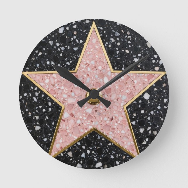 Hollywood Walk of Fame Square Coaster Rund Klocka (Framsida)