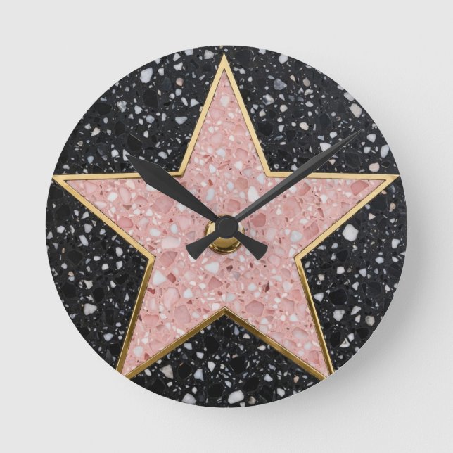 Hollywood Walk of Fame Square Coaster Rund Klocka (Framsida)