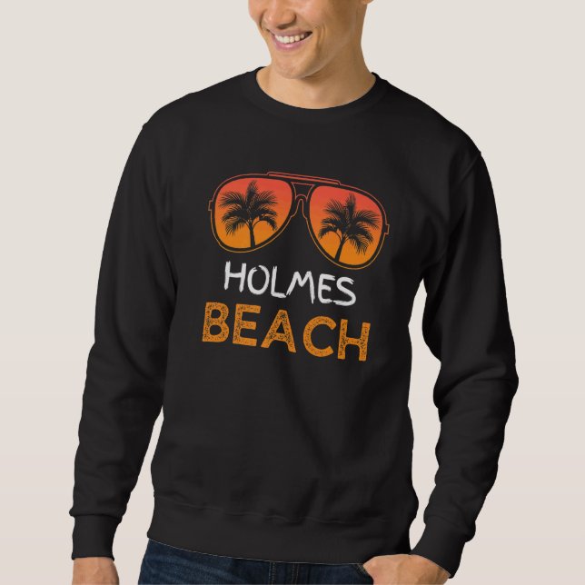 Holmes Beach Vintage Retro sommarfamiljevacation Lång Ärmad Tröja (Framsida)