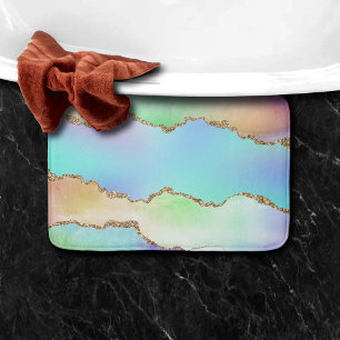 Holo Agate Faux Iridescent Pastel Ombre Marble Badrumsmatta