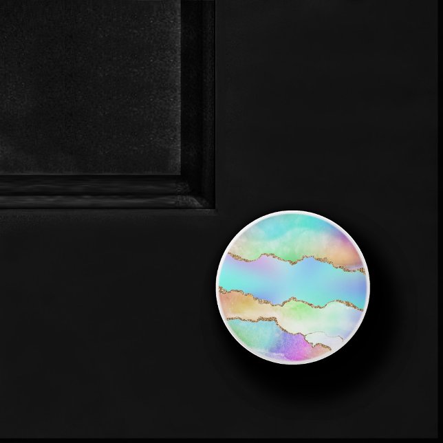 Holo Agate | Faux Iridescent Pastel Ombre Marble Knopp (Skapare uppladdad)