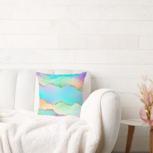 Holo Agate Faux Iridescent Pastel Ombre Marble Kudde