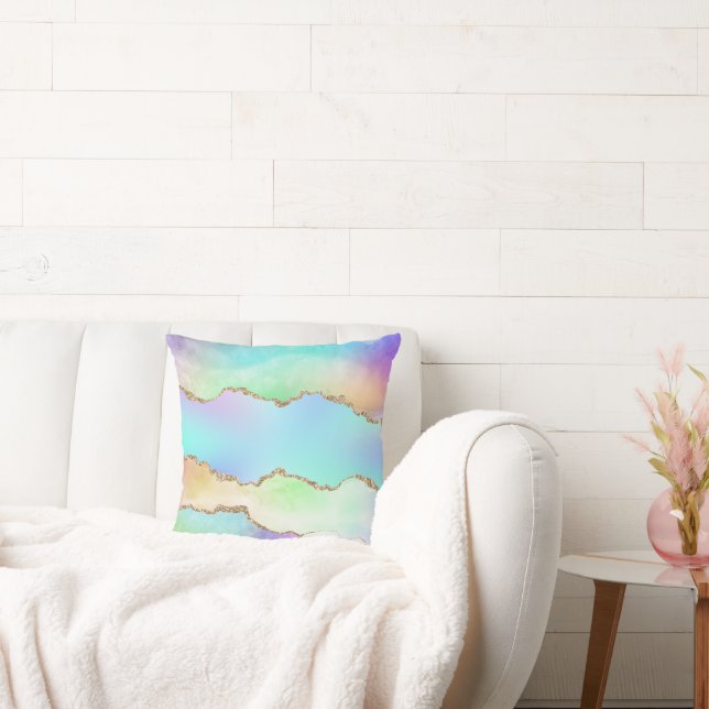 Holo Agate | Faux Iridescent Pastel Ombre Marble Kudde (Soffa)