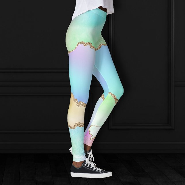 Holo Agate | Faux Iridescent Pastel Ombre Marble Leggings (Skapare uppladdad)