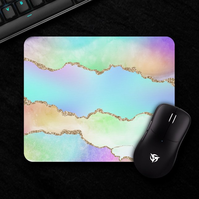 Holo Agate | Faux Iridescent Pastel Ombre Marble Musmatta (Skapare uppladdad)