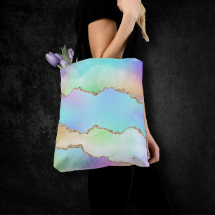 Holo Agate Faux Iridescent Pastel Ombre Marble Tygkasse