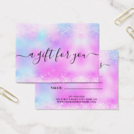 Holo Glitter Elegant Business Gift Certificate Visitkort