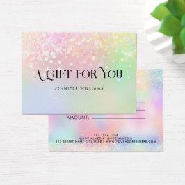 Holo Glitter Elegant Pastel Certificate Gift Card Visitkort