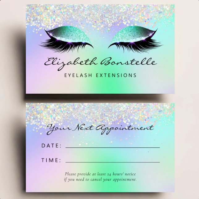Holo Glitter Ögon Grön Lila Avtal Visitkort (Skapare uppladdad)