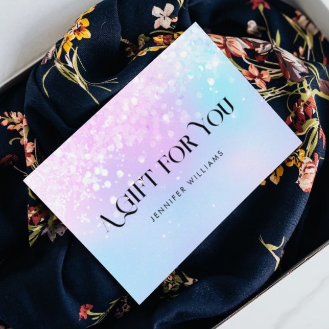Holo Glitter Pastel Elegant Certificate Gift Card Visitkort (Skapare uppladdad)