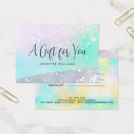 Holo Glitter Pastel Modern Certificate Gift Card Visitkort