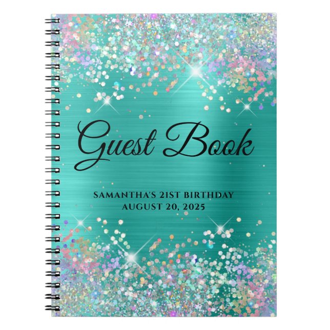 Holo Glitter Turcos 21:a födelsedagen Guestbook Anteckningsbok (Framsidan)