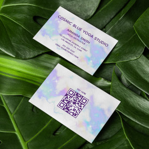 Holo Marmor Glam Minimalistisk Modern QR-kod Visitkort