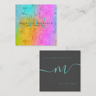 HoloGlam Hologram Glitter Monogram skript Business Fyrkantigt Visitkort