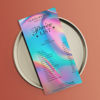 Holograf Aesthetician Pris List Menu Reklamkort