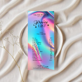 Holograf Aesthetician Pris List Menu Reklamkort