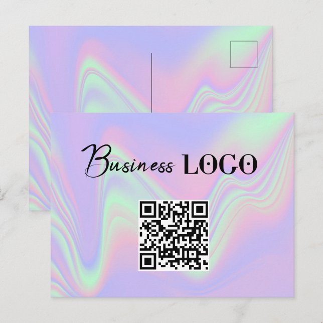 Holograf Business Logotyp Company QR-kod Helg Vykort (Fram/baksida)