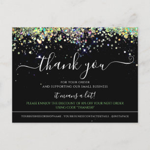 Holograf Glitter Black Elegant - tackkort Vykort