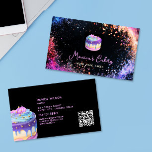 Holograf Glitter Cake Home gjorde Muffinsar QR-tor Visitkort