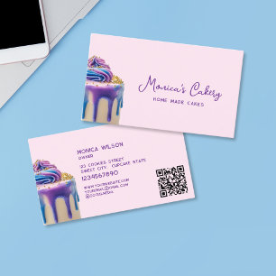 Holograf Glitter Cake Home gjorde Muffinsar QR-tor Visitkort