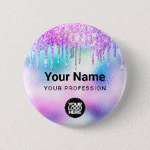 Holograf Glitter Drips Employee Logotyp Namn brick