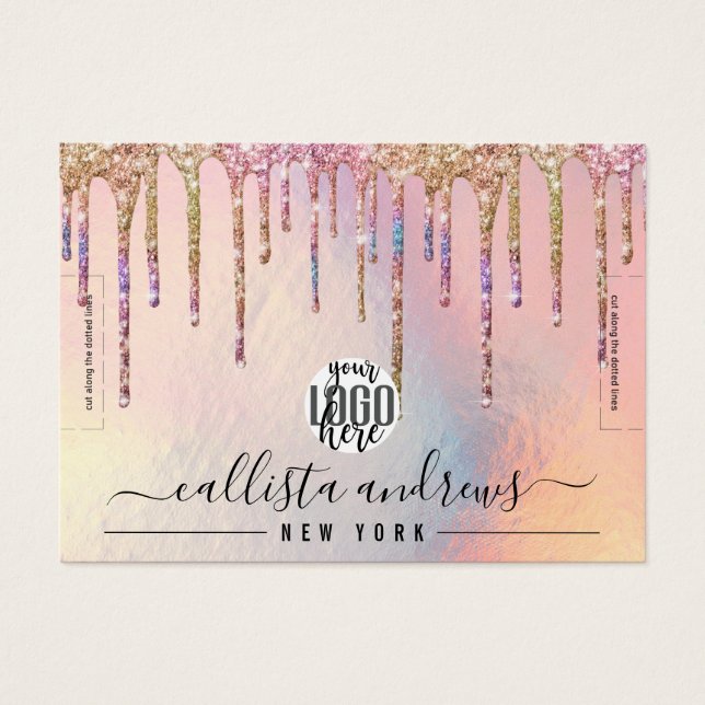 Holograf Glitter Drives Logotyp Bracelet Visning Visitkort (Framsidan)