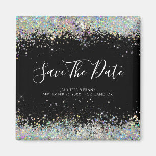 Holograf Glitter sparar Eleganten Datum svart Magnet