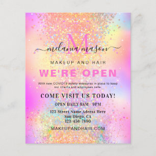 Holograf Glitter Vi är Open Salon Modern Rosa Flygblad