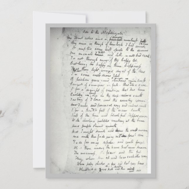 Holograf of Keats Ode till Nightingale (Framsida)