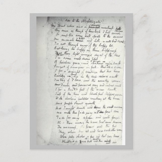 Holograf of Keats Ode till Nightingale Vykort (Framsida)