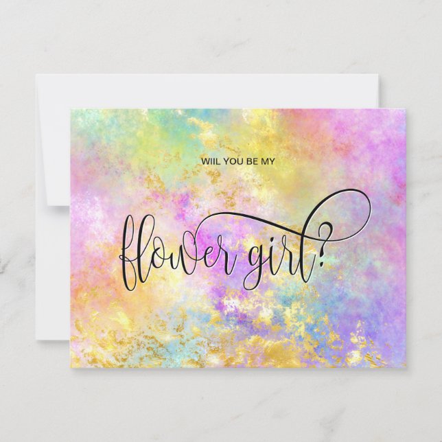 holograf opal vill du vara min blomsterflicka?  inbjudningar (Framsida)