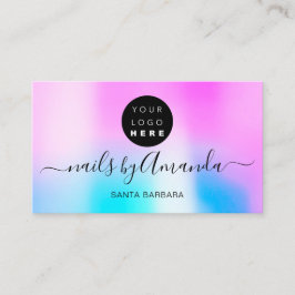 Holograf Parly Rosa Logotyp Nail Artist Makeup Visitkort