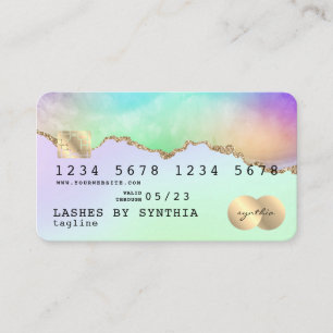 Holograf Pastel agate unicorn rainbow Kredit Card Visitkort