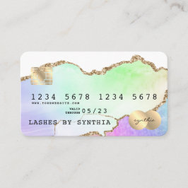 Holograf Pastel rainbow agate unicorn Kredit Card Visitkort