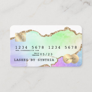 Holograf Pastel rainbow agate unicorn Kredit Card Visitkort