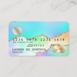 Holograf Pastel rainbow agate unicorn Kredit Card Visitkort