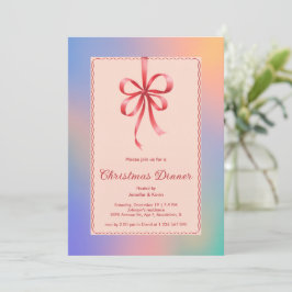 Holograf Red Bow-Eleganten Julmiddag Julkort