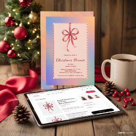 Holograf Red Bow-Eleganten Julmiddag Julkort