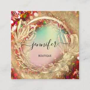 Holograf Ro Red Qr Code Logotyp Fyrkantigt Visitkort