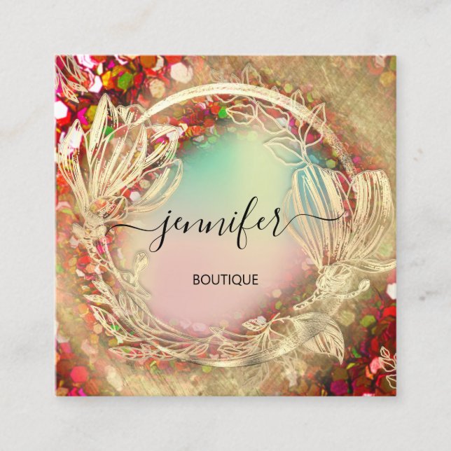 Holograf Ro Red Qr Code Logotyp Fyrkantigt Visitkort (Framsida)