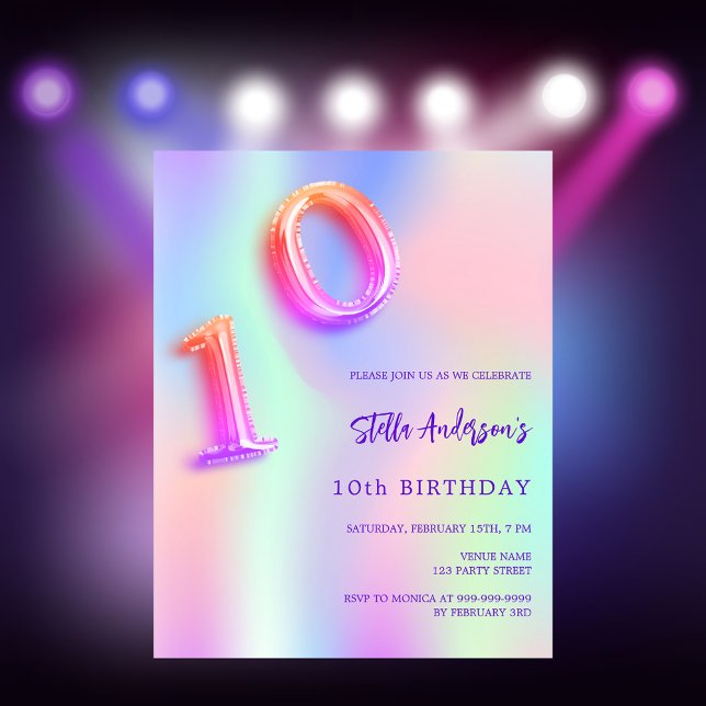 Holograf rosa lila 10 födelsedag budget (Skapare uppladdad)