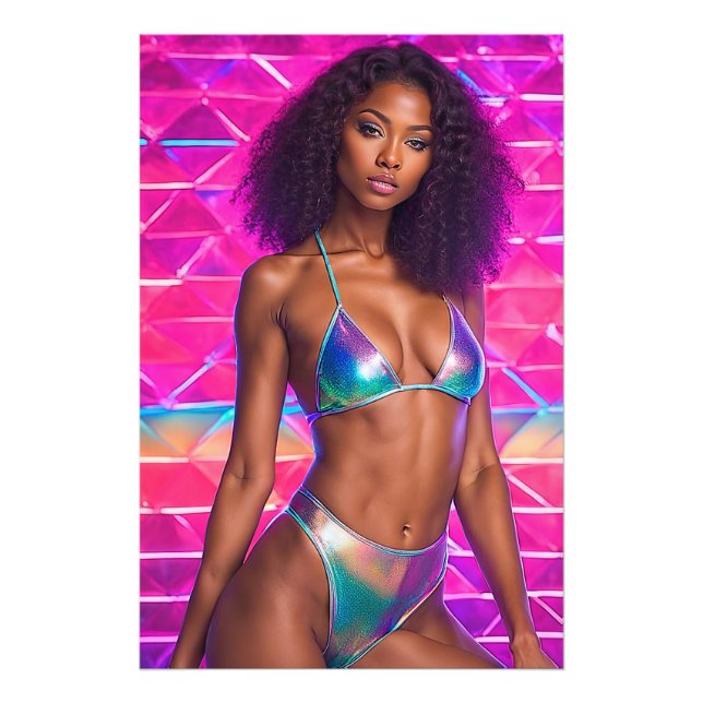 Holograf Swimdress Model 1990-talet Stil Fototryck (Framsidan)