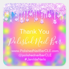 Holograf - tack för Diamond Drip Nagel Färg-terapi Fyrkantigt Klistermärke