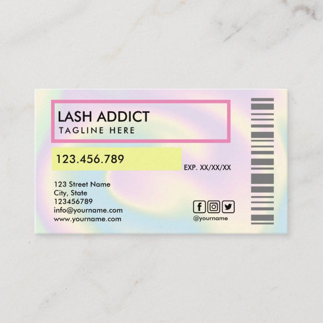 holograf trendig-piller flaska-streck paket-etiket visitkort (Framsida)