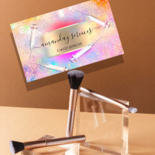Holograf Unicorn Guld Syringe Botox B12 SPA Visitkort