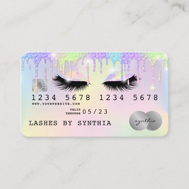 Holograf Unicorn Modern Kredit Card-snedstreck Visitkort (Framsida)