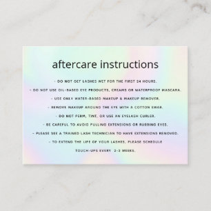 Holografi AfterCare for Lash Extensions Visitkort