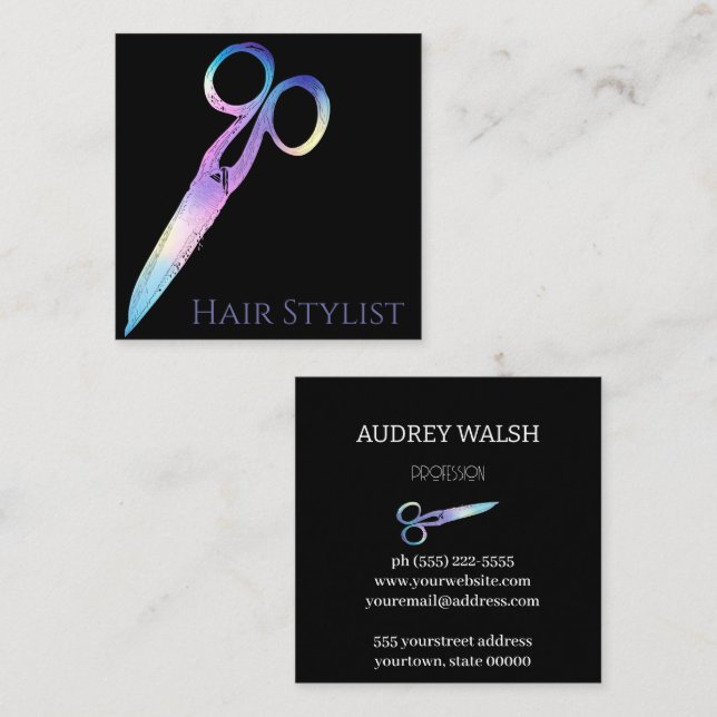 Holografi är helt enkelt ett modernt kvadratiskt a fyrkantigt visitkort (Fram/baksida)