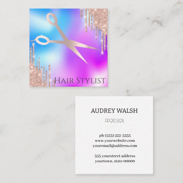 Holografi är helt enkelt ett modernt kvadratiskt a fyrkantigt visitkort (Fram/baksida)