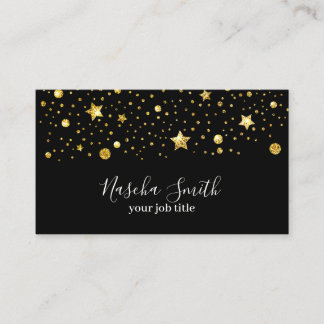 Holografi Guld Glitter Stars Confetti Visitkort